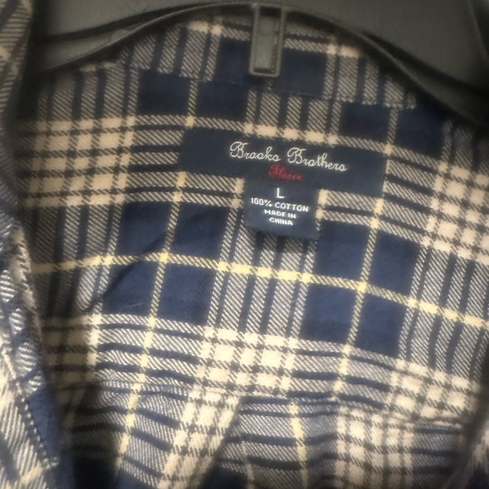 Brooks Brothers Navy and Cream Plaid Shirt